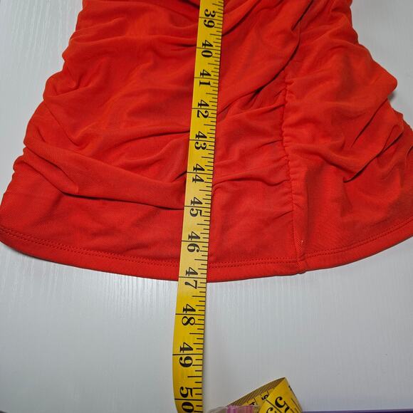 Oh Polly Halter Cutout Ruched Midi Dress Women's Sz 4  Orange Bodycon Party - Picture 14 of 14